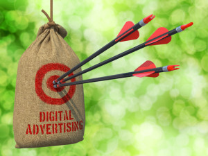 Digital Advertising - Arrows Hit in Red Mark Target.
